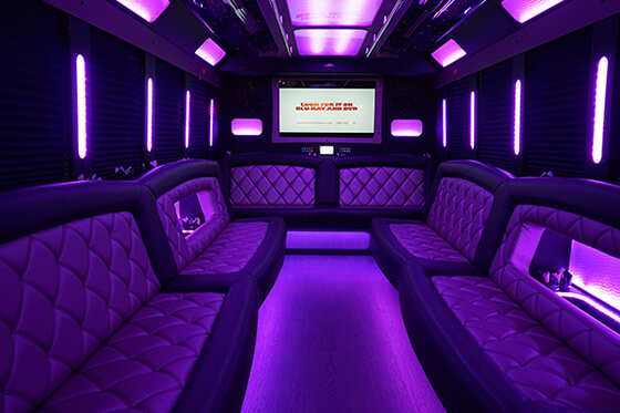 purple light in a bus