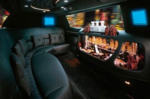 Inside a 10 passenger limo from our luxury car services